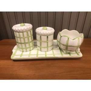 KIT XADREZ VERDE 4 PECAS CERAMICA PE1785