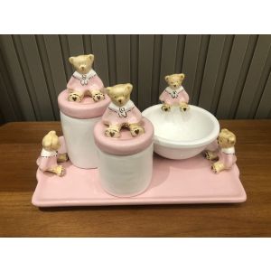 KIT URSA HOBBY ROSA 4 PECAS CERAMICA KT0015